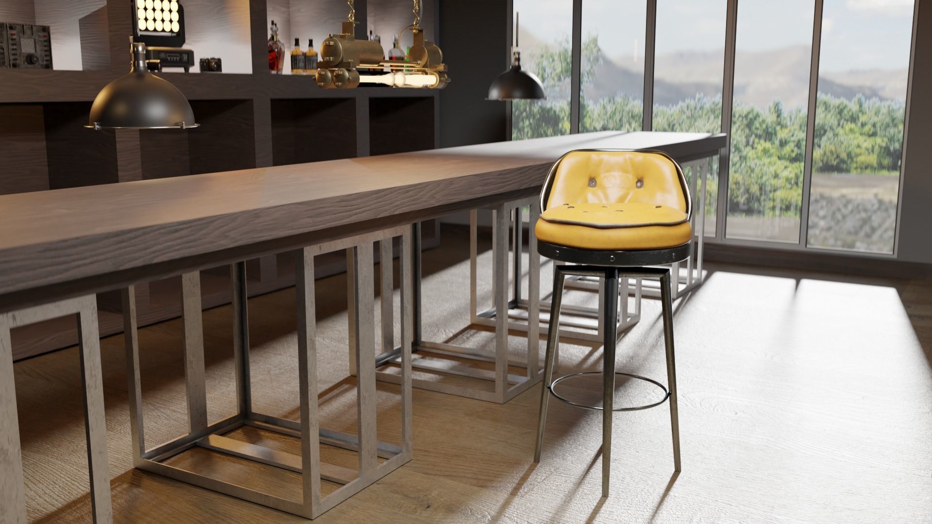 Bar stool in loft style 3D model_3