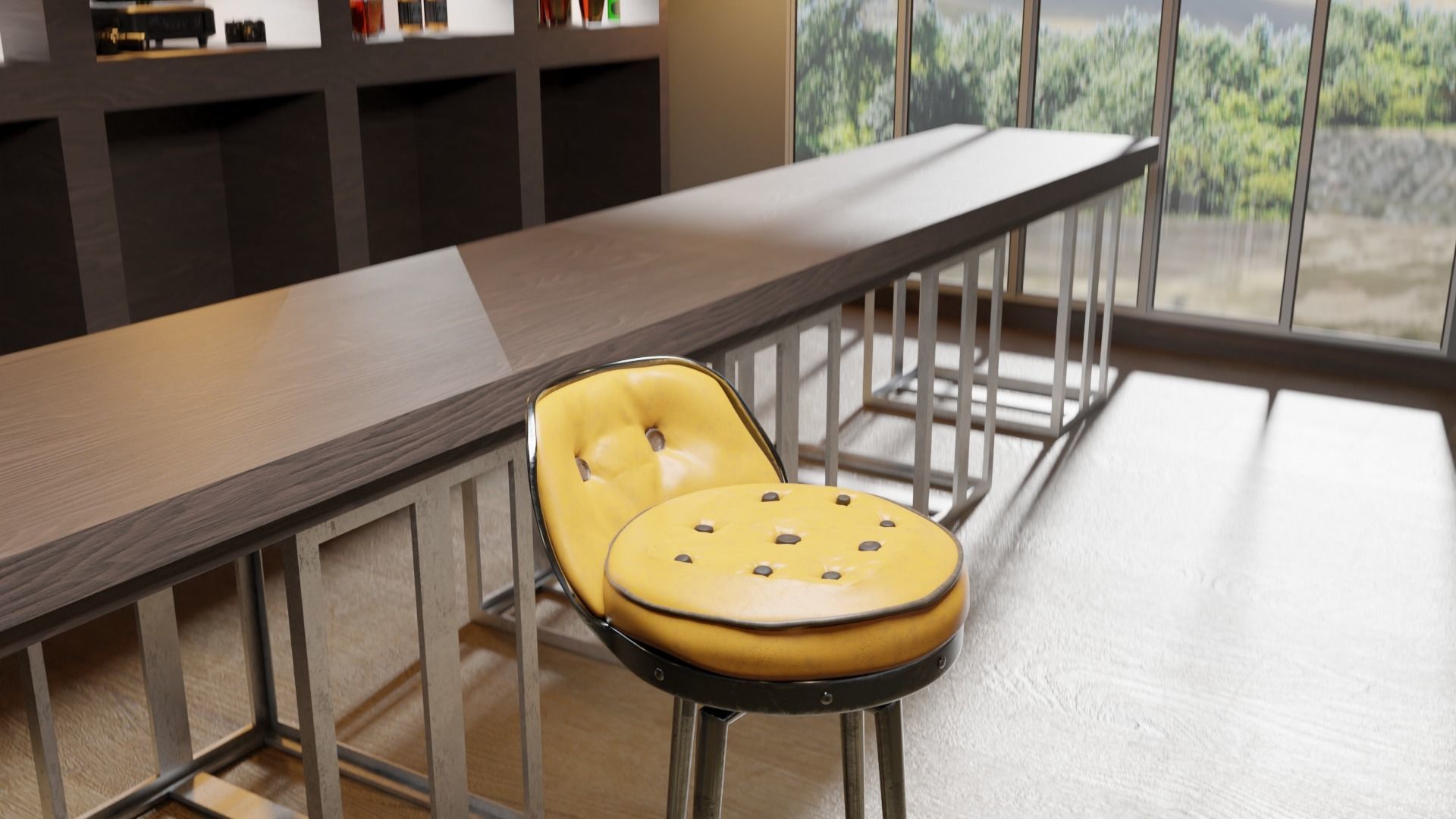 Bar stool in loft style 3D model_7