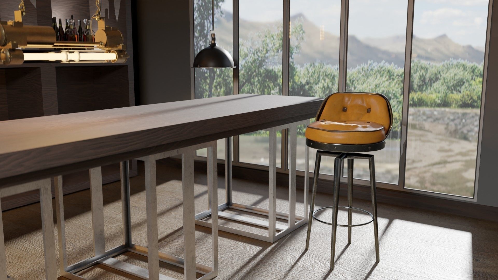 Bar stool in loft style 3D model_13