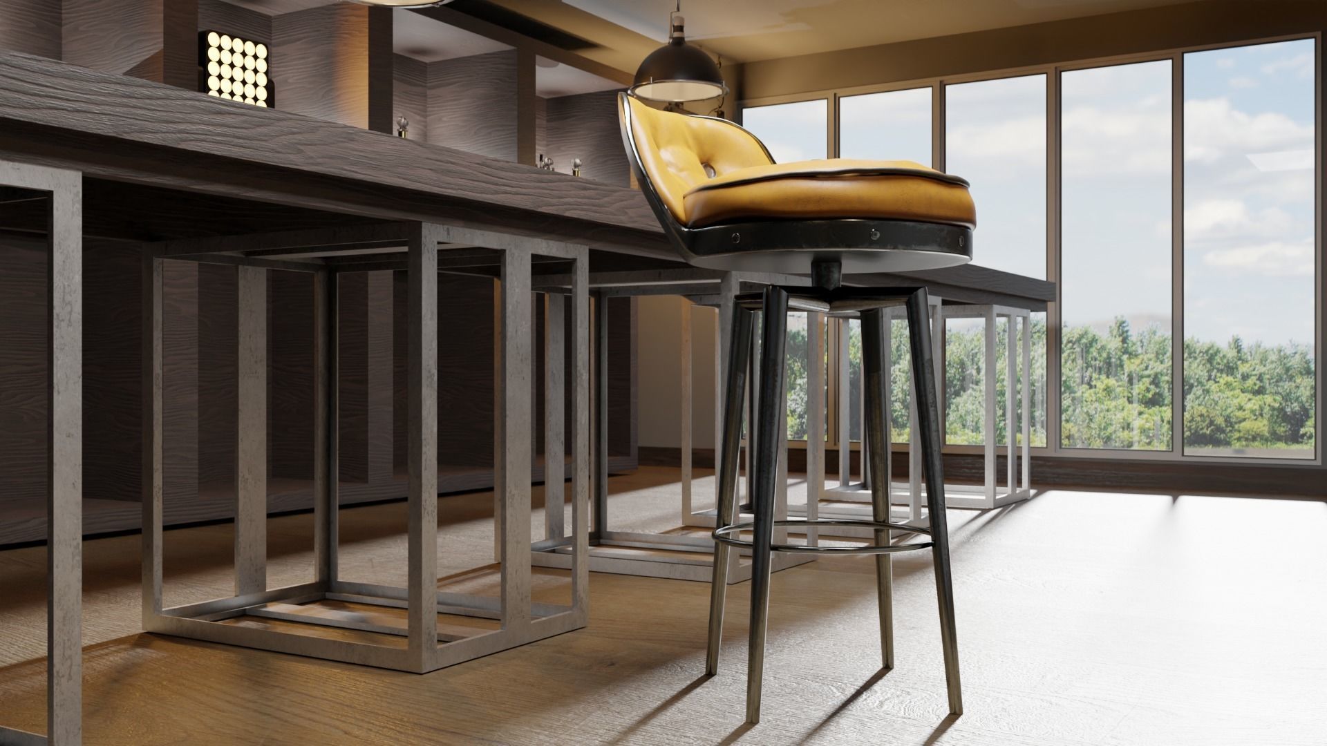 Bar stool in loft style 3D model_9