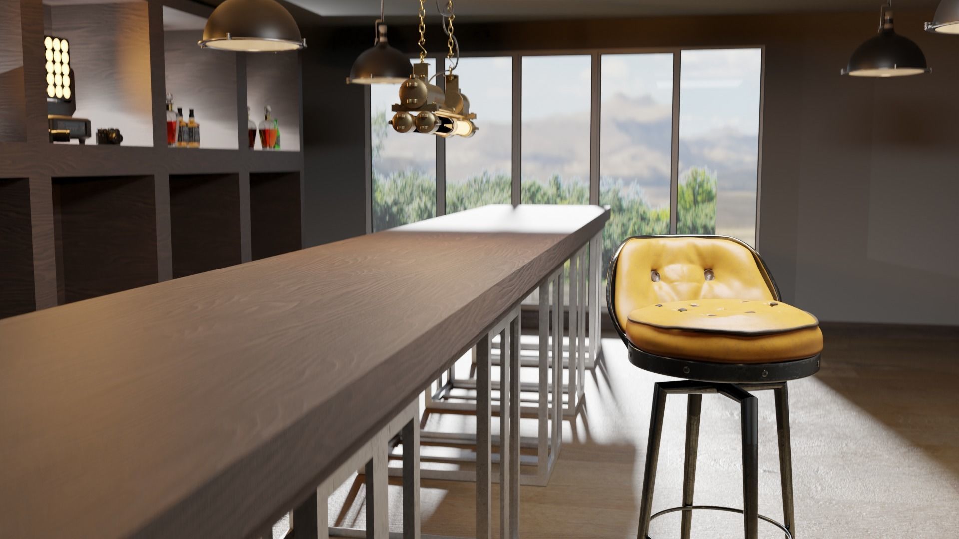 Bar stool in loft style 3D model_2