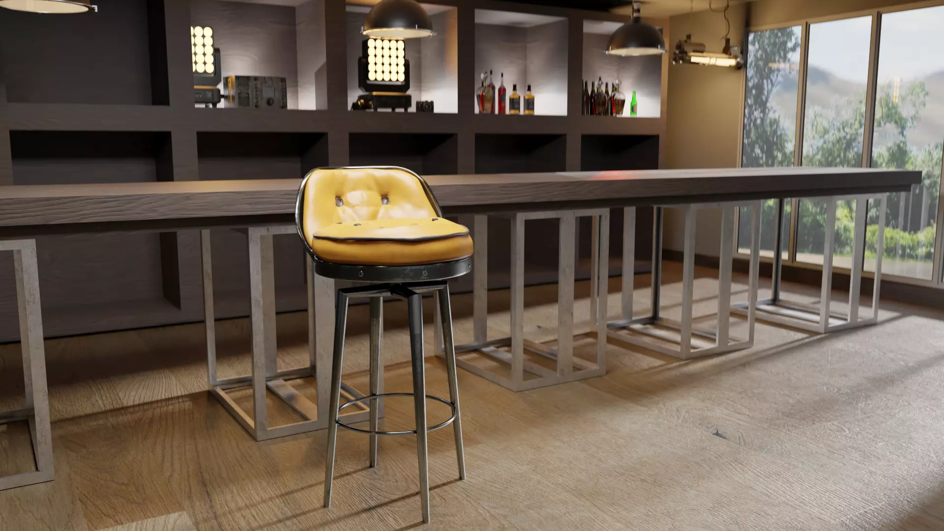 Bar stool in loft style 3D model_0