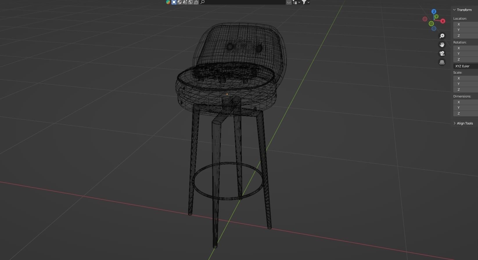 Bar stool in loft style 3D model_10