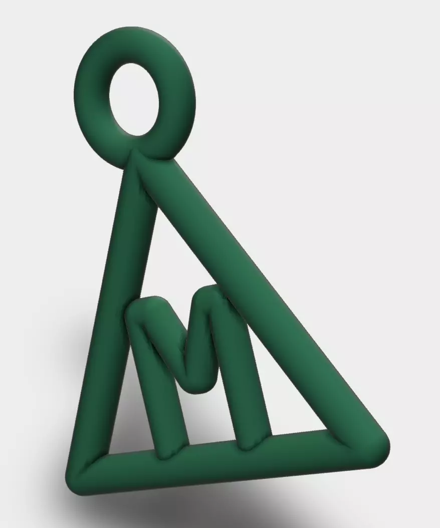 M letter triangle Pendant  3D print model_0