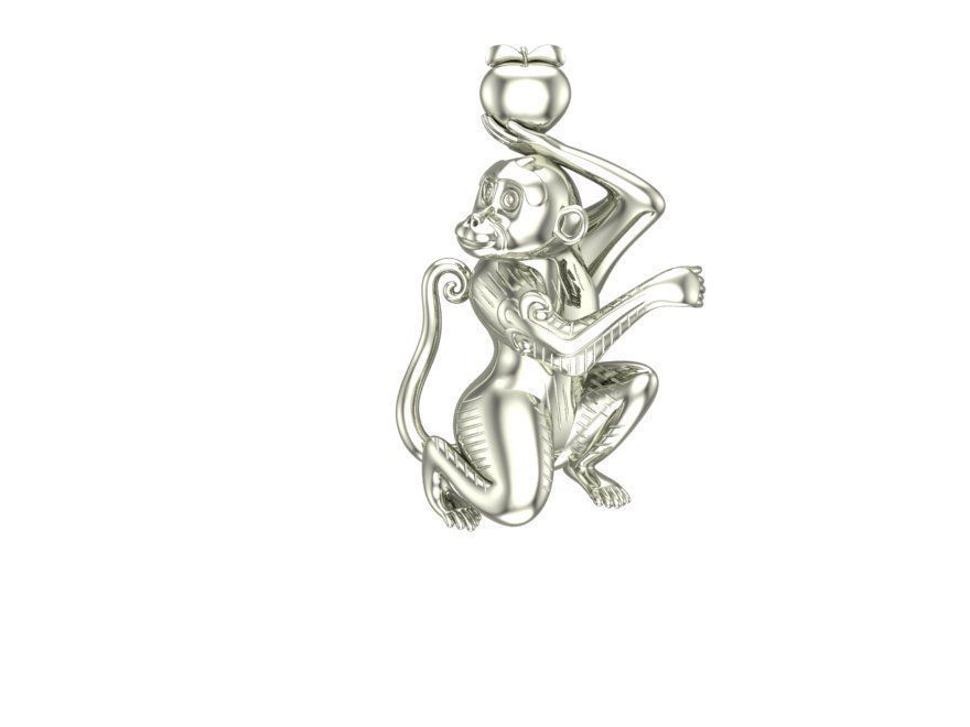 Monkey holding peach 3D print model_2