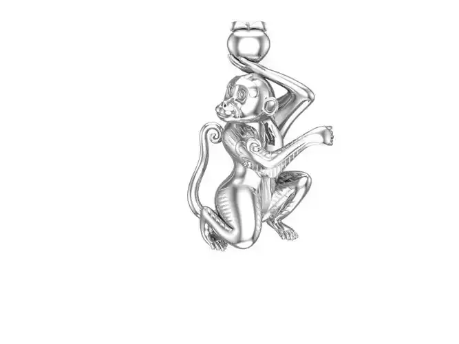 Monkey holding peach