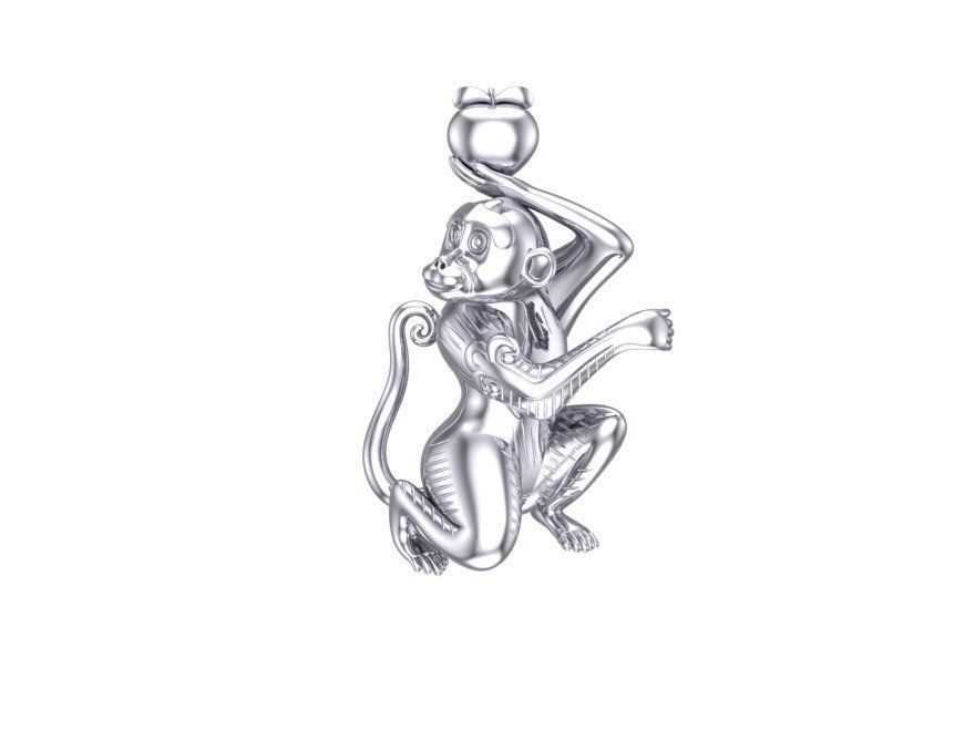 Monkey holding peach 3D print model_1