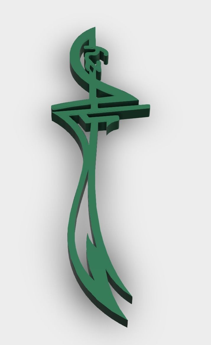 Elegant Zulfiqar Sword Pendant with Ali name  3D print model_1
