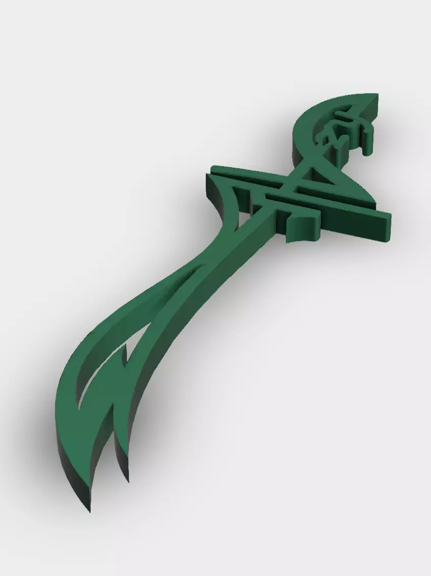 Elegant Zulfiqar Sword Pendant with Ali name  3D print model_0