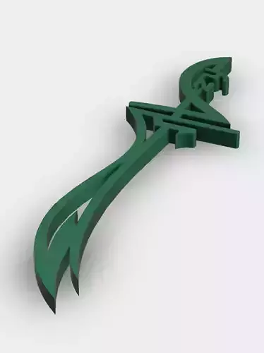 Elegant Zulfiqar Sword Pendant with Ali name  3D print model