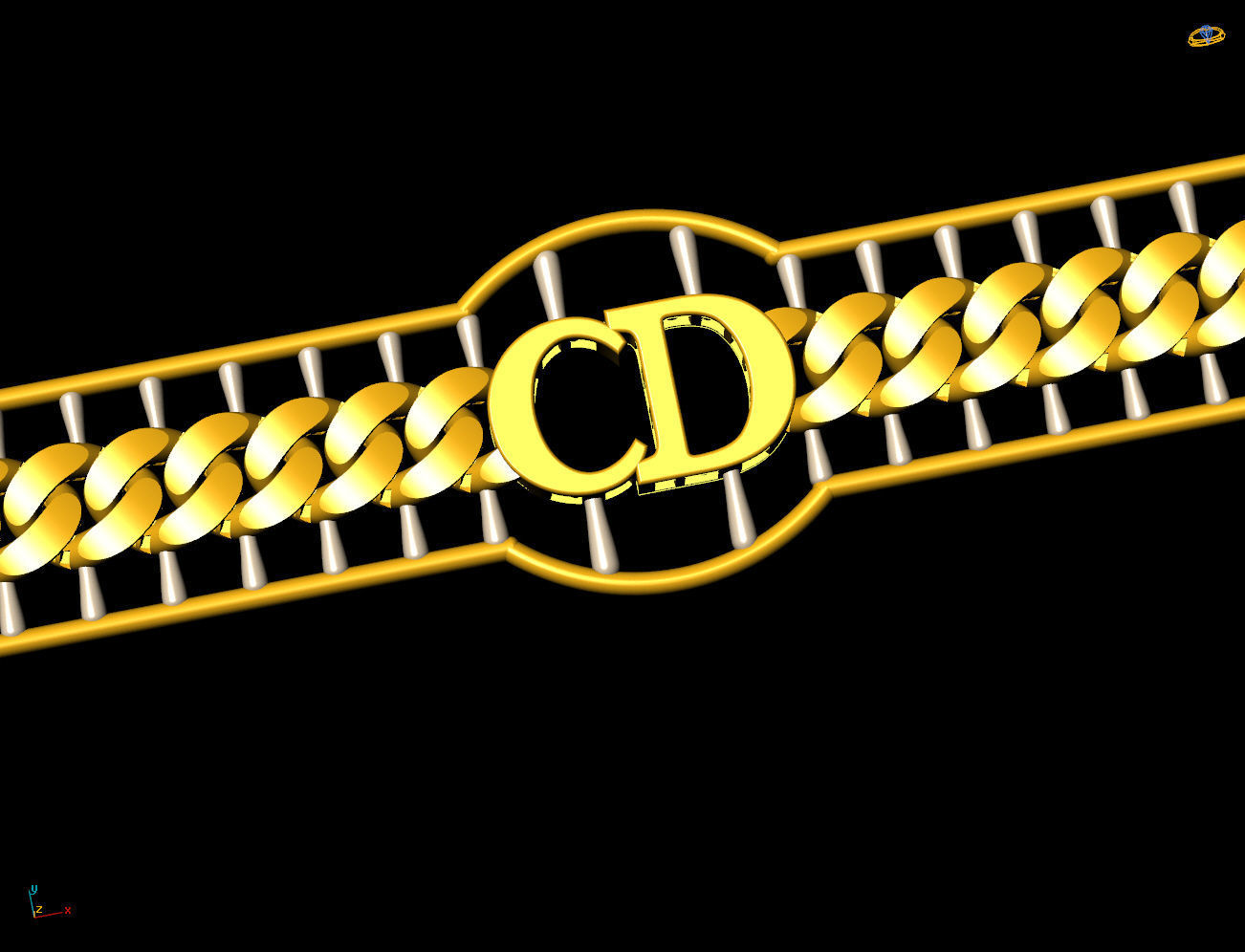 8 MM 19 CM CUBAN LINK CHAIN FOR BRACELET OR NECKLACE 3D print model_7