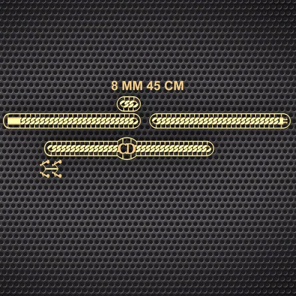 8 MM 45 CM CUBAN LINK CHAIN FOR BRACELET OR NECKLACE 3D print model_0