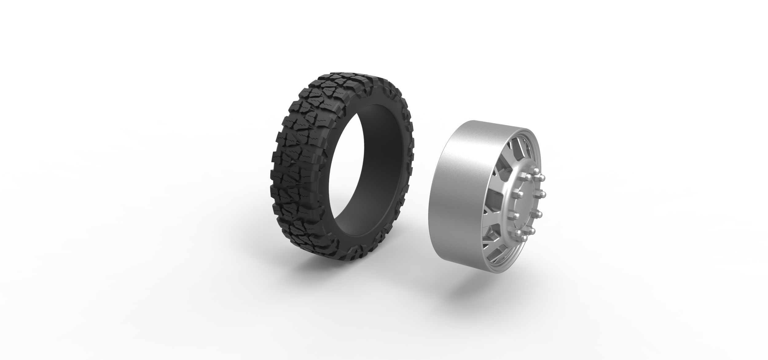 Front semi wheel for pickup V9 Scale 1 to 25 3D print model_8