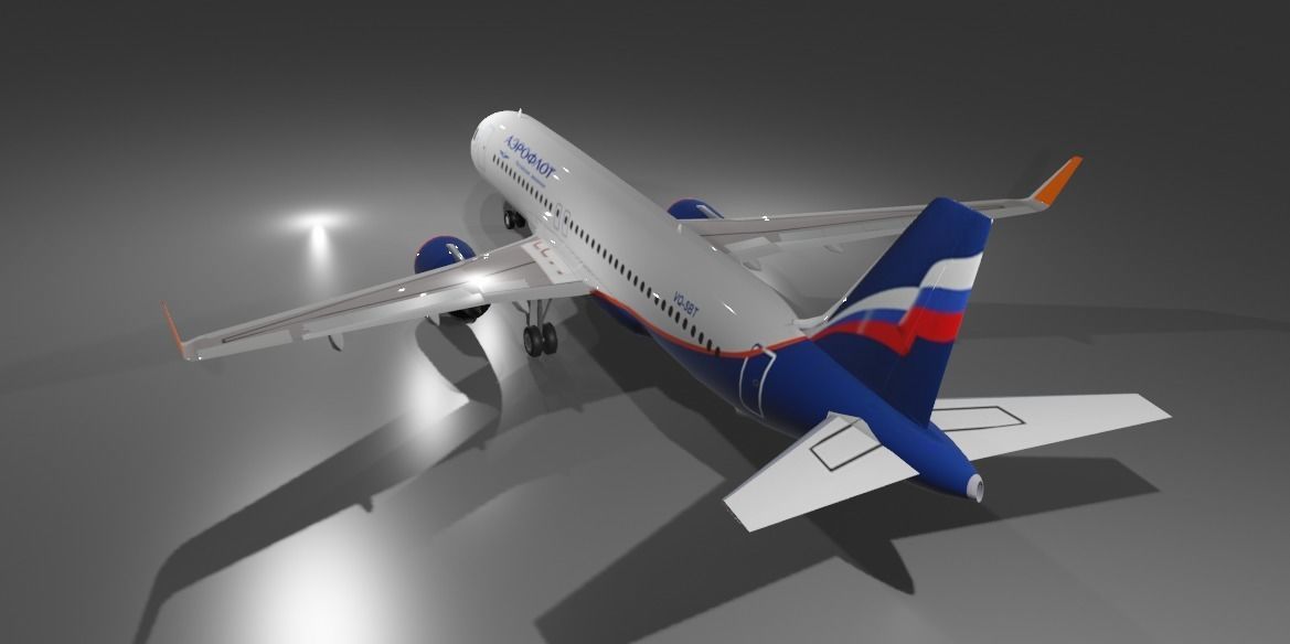 Aeroflot Airbus a320neo 3D Model Low-poly 3D model_1