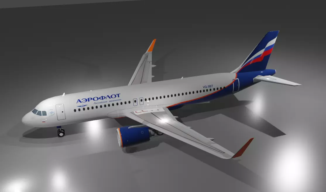 Aeroflot Airbus a320neo 3D Model Low-poly 3D model_0