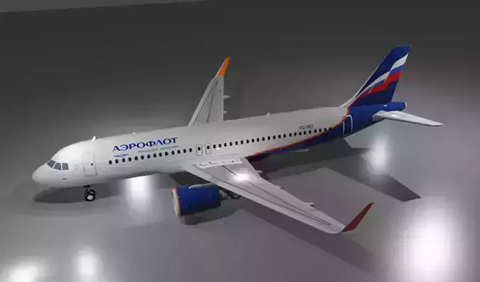 Aeroflot Airbus a320neo 3D Model Low-poly 3D model
