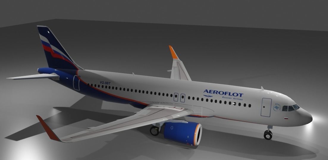 Aeroflot Airbus a320neo 3D Model Low-poly 3D model_2