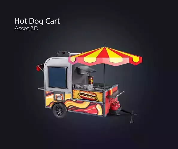Hot Dog Cart Low-poly 3D model