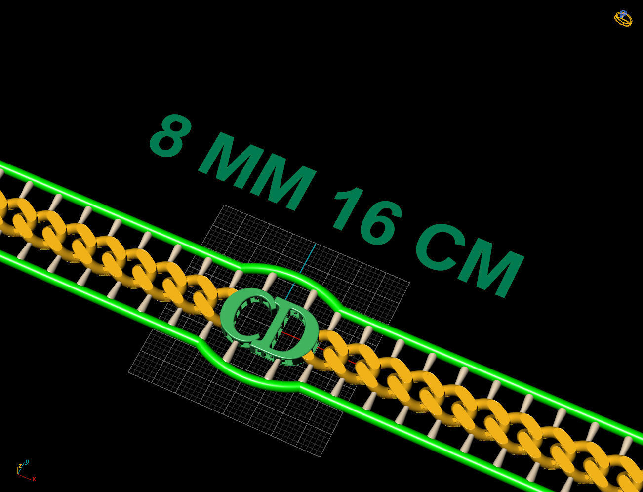 8 MM 16 CM CUBAN LINK CHAIN FOR BRACELET OR NECKLACE 3D print model_8