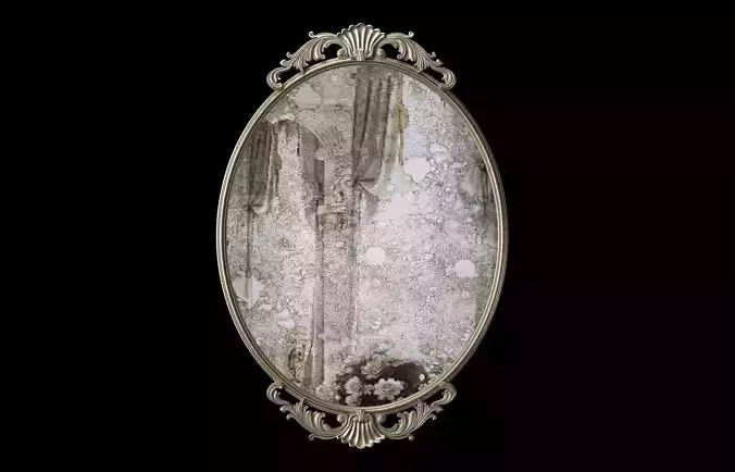 Kirkland Gold Oval Baroque Wall Mirror 3D model