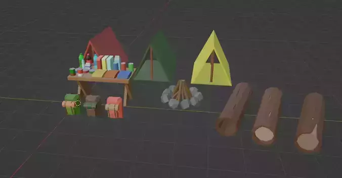 Stylized camping assets pack