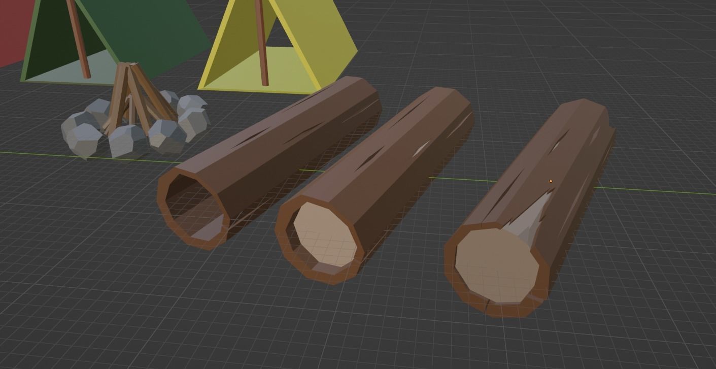 Stylized camping assets pack Free low-poly 3D model_1