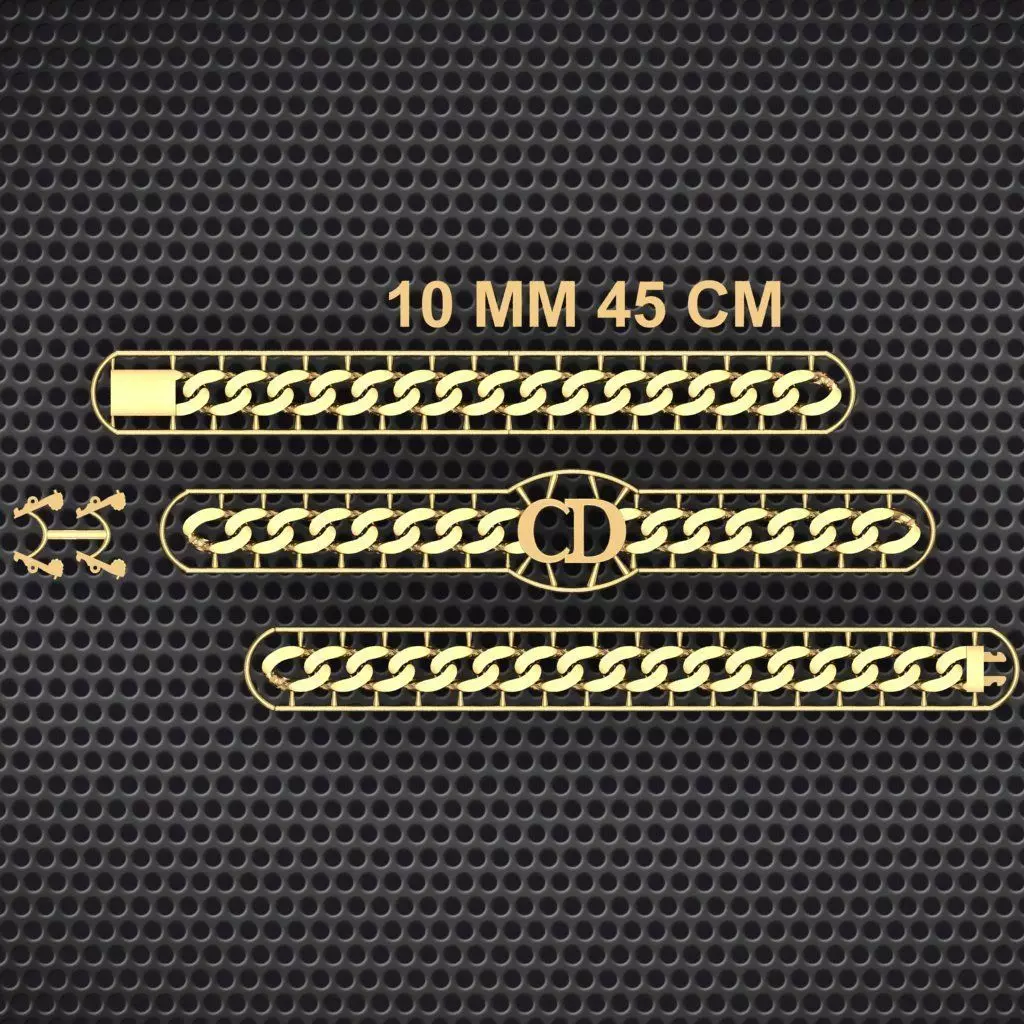 10 MM 45 CM CUBAN LINK CHAIN FOR BRACELET OR NECKLACE 3D print model_0