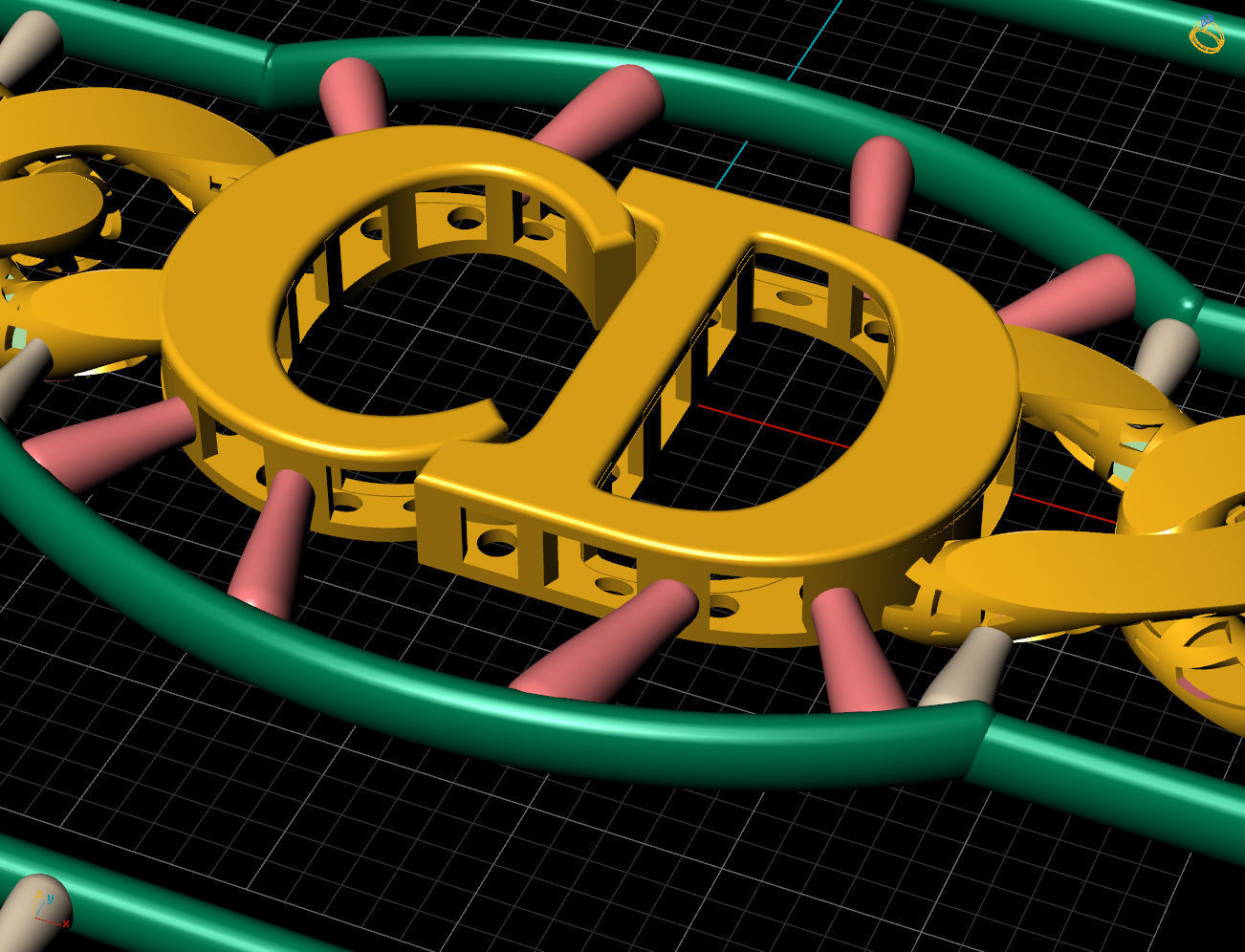 10 MM 45 CM CUBAN LINK CHAIN FOR BRACELET OR NECKLACE 3D print model_7