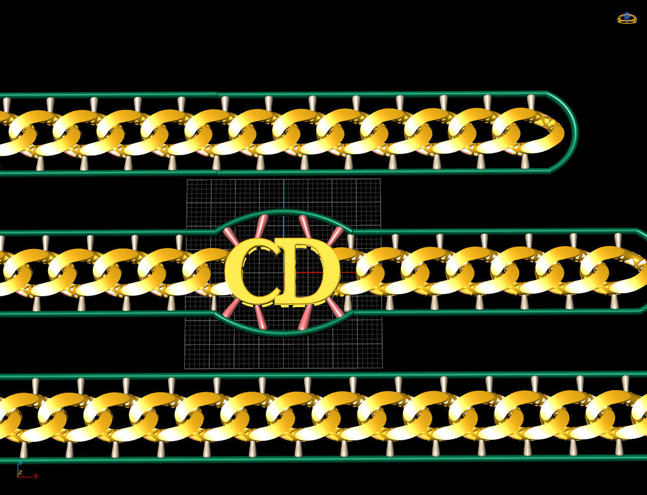 10 MM 45 CM CUBAN LINK CHAIN FOR BRACELET OR NECKLACE 3D print model_11