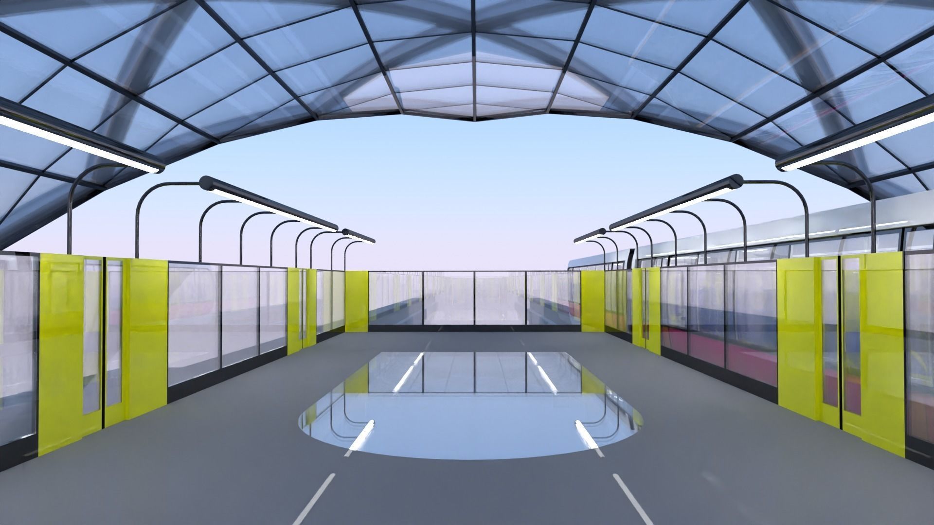 Monorail station with train 2023 V 3D model_13