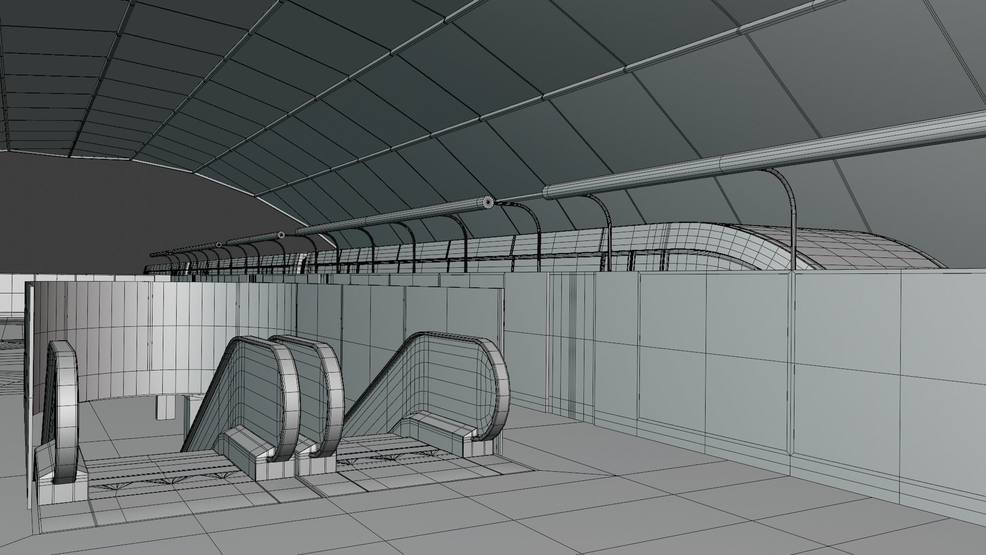 Monorail station with train 2023 V 3D model_10