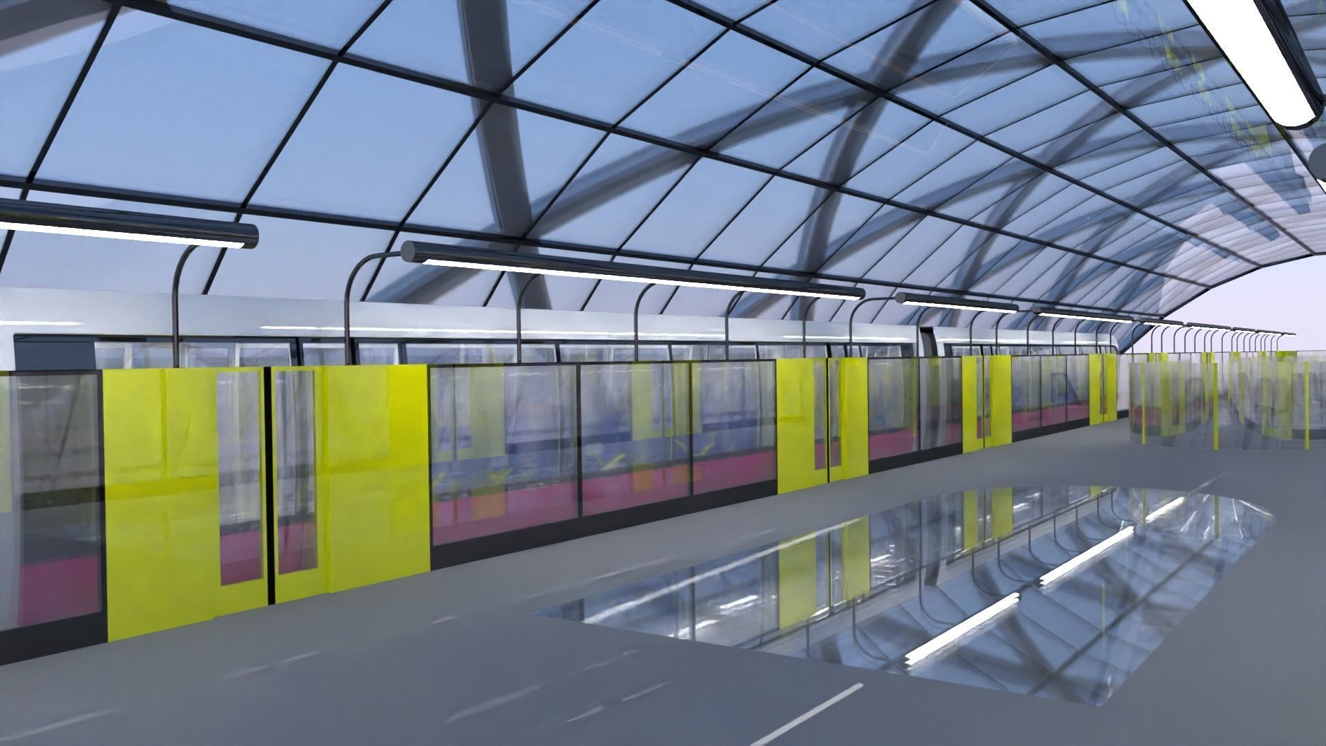 Monorail station with train 2023 V 3D model_17