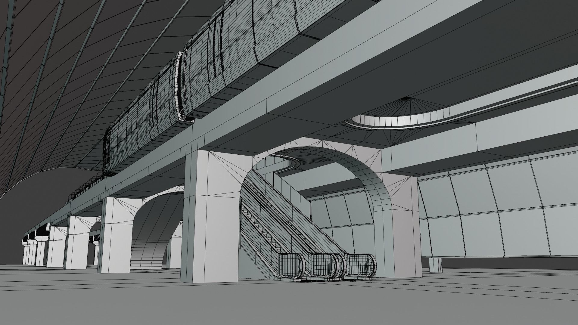 Monorail station with train 2023 V 3D model_8