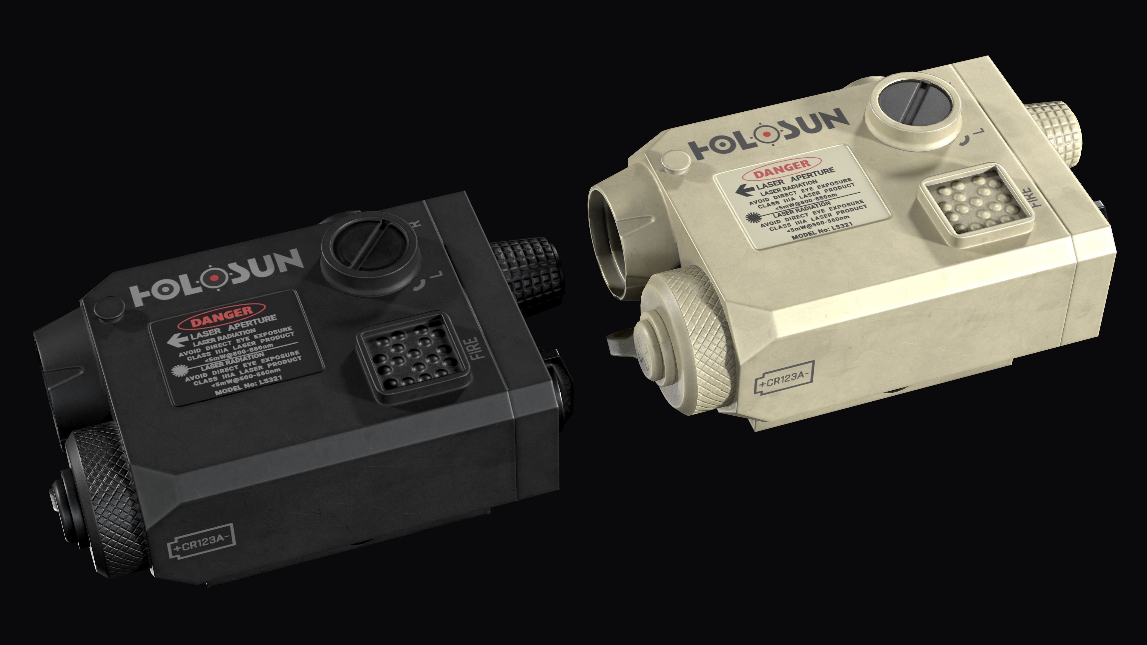 Tactical device Laser Sight Holosun LS321 Low-poly 3D model_2