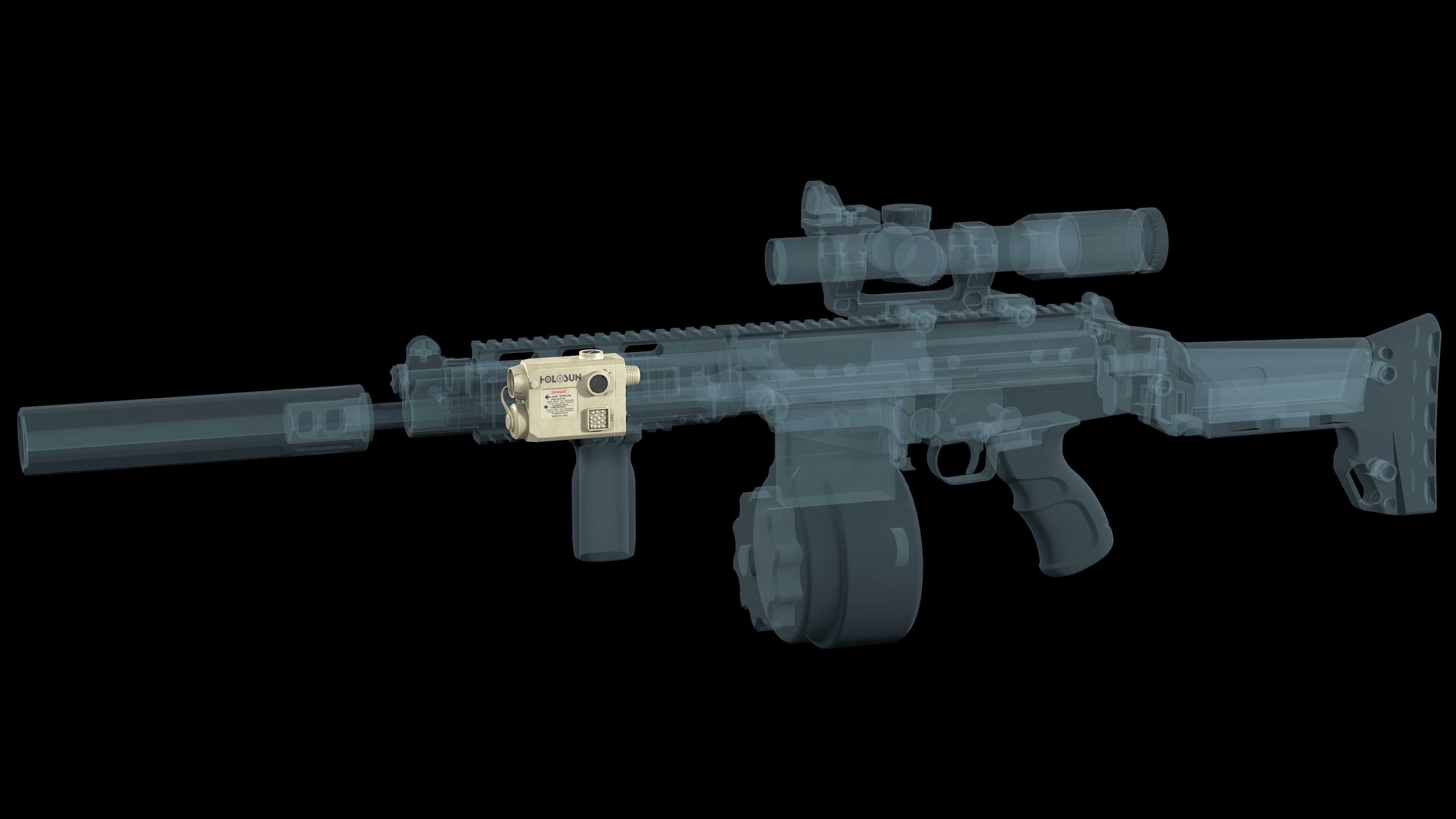 Tactical device Laser Sight Holosun LS321 Low-poly 3D model_5