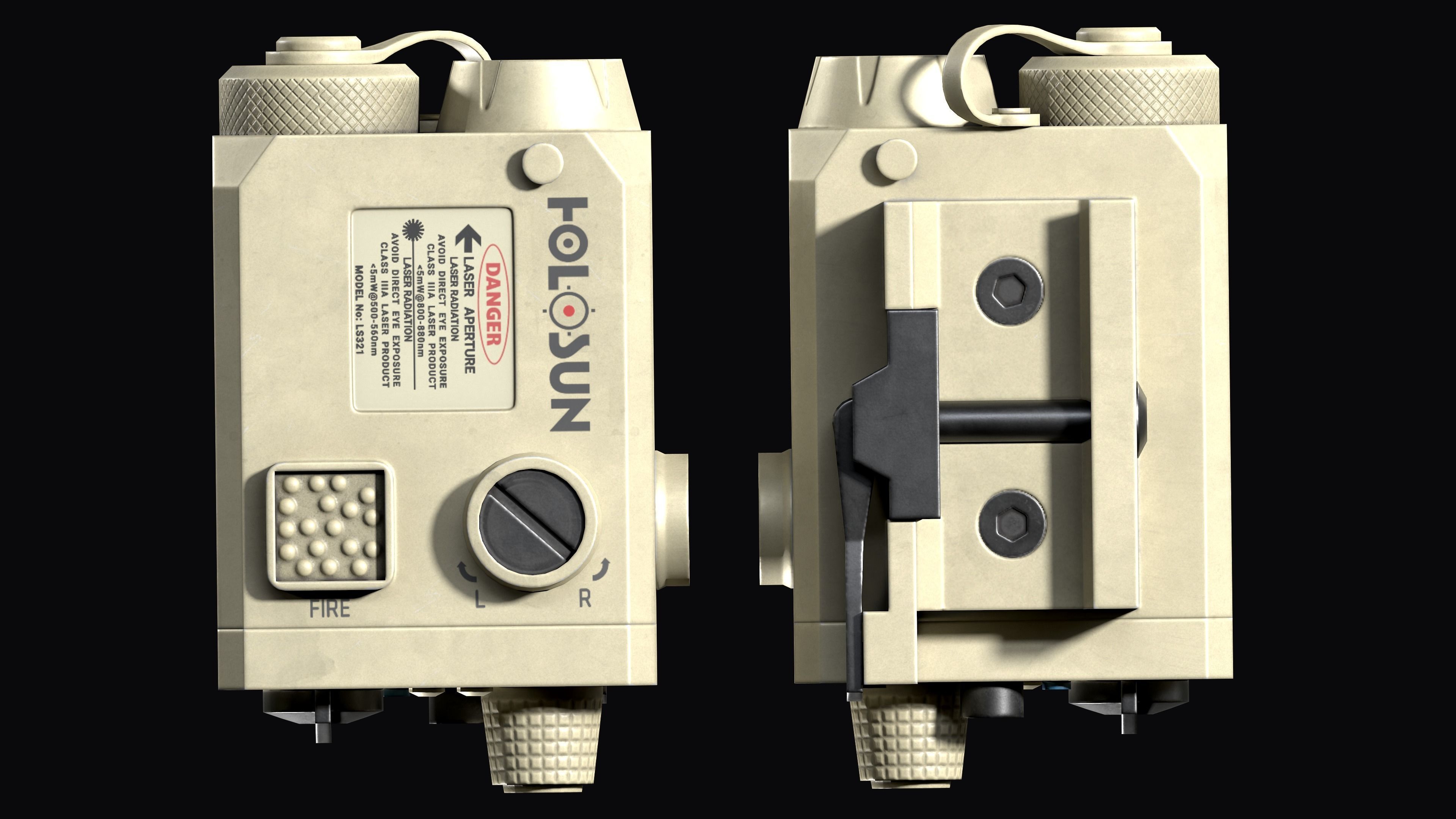 Tactical device Laser Sight Holosun LS321 Low-poly 3D model_17