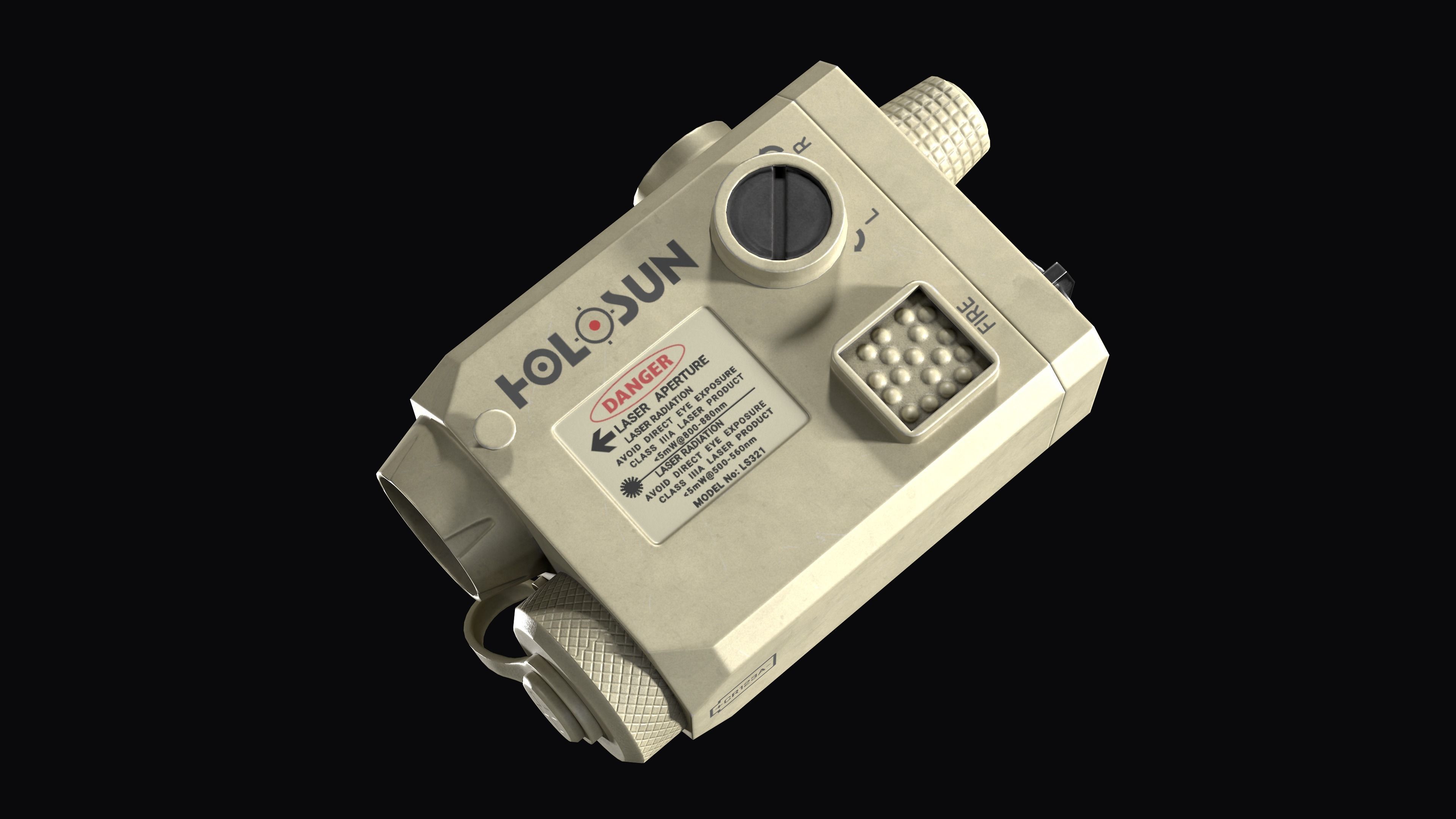 Tactical device Laser Sight Holosun LS321 Low-poly 3D model_11