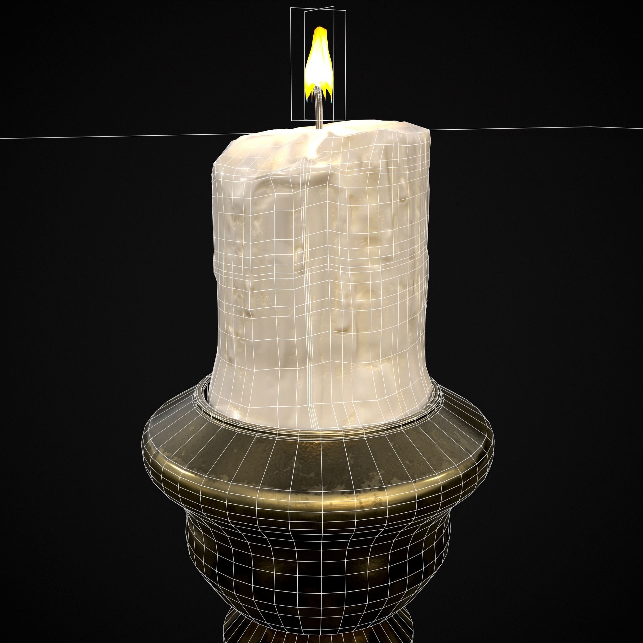 Tall Brass Chamberstick Low-poly 3D model_26