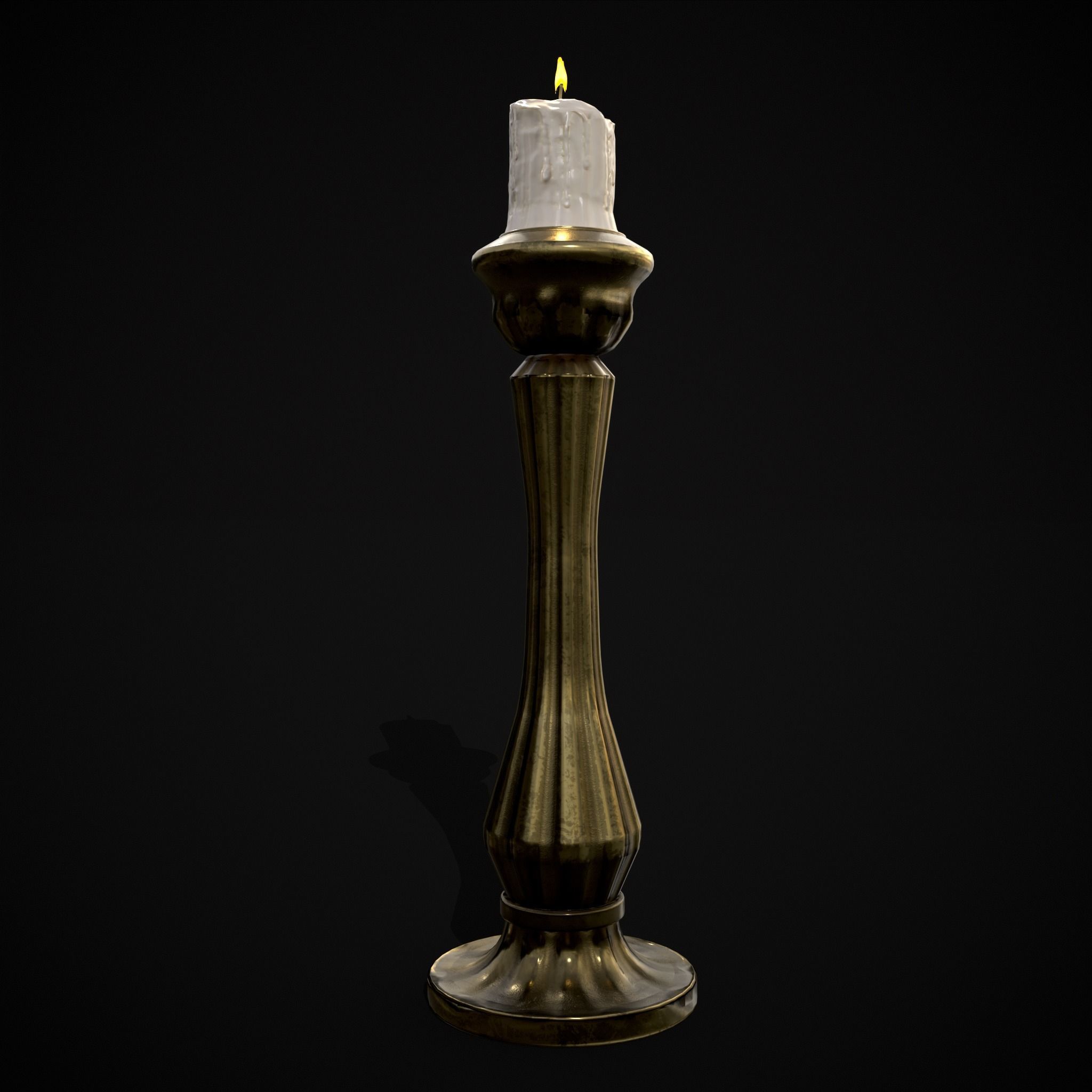 Tall Brass Chamberstick Low-poly 3D model_23