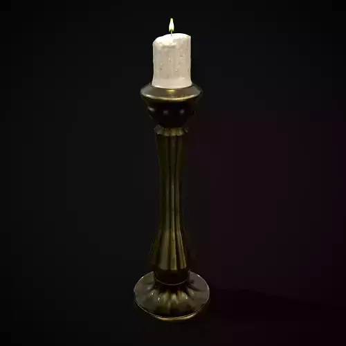 Tall Brass Chamberstick Low-poly 3D model