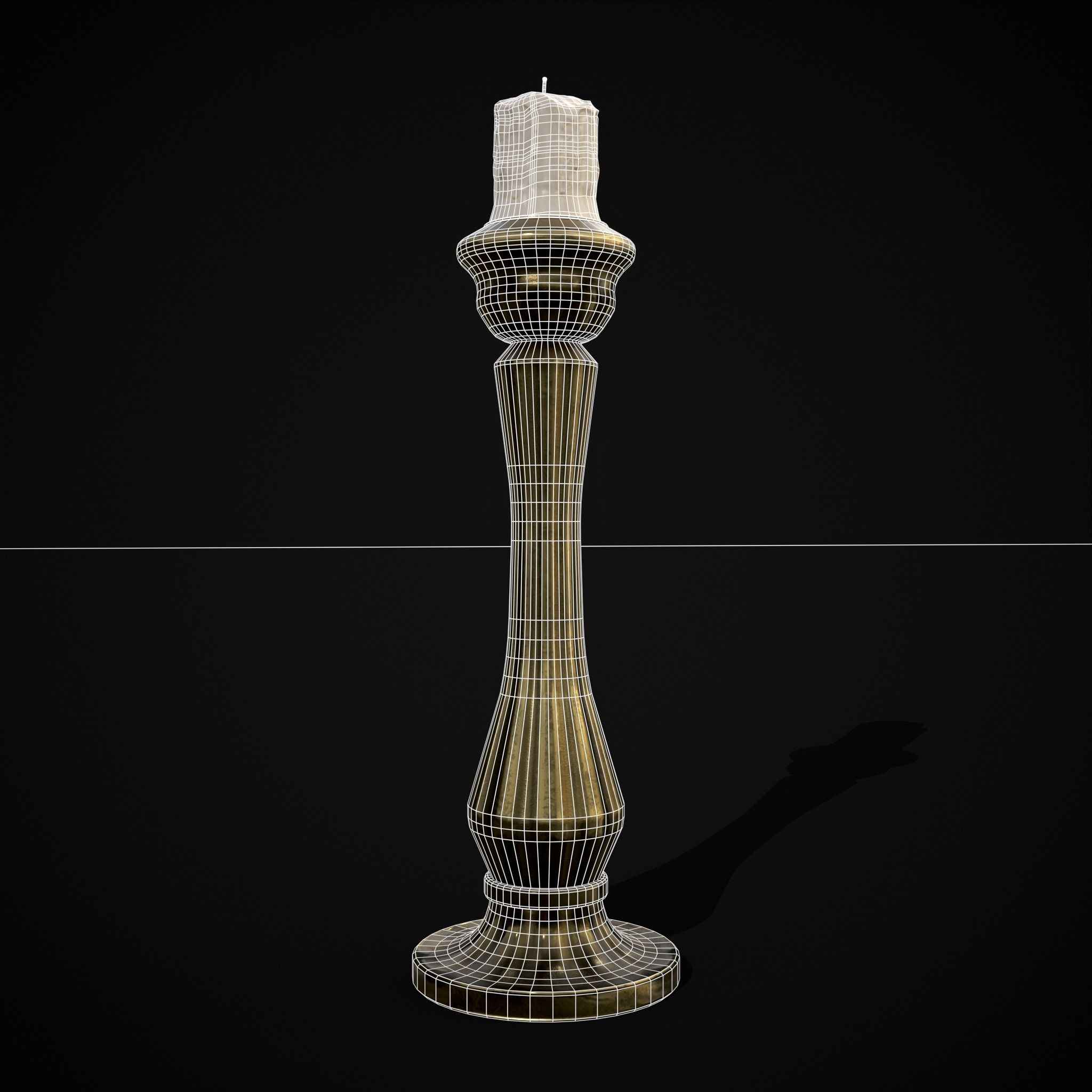 Tall Brass Chamberstick Low-poly 3D model_18
