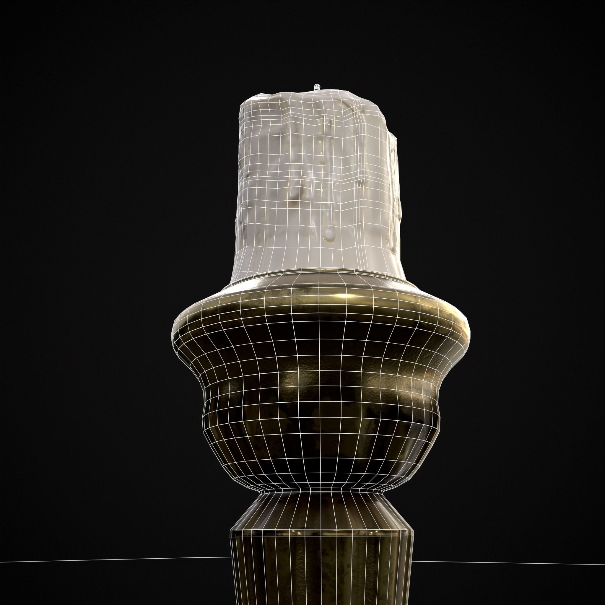 Tall Brass Chamberstick Low-poly 3D model_22