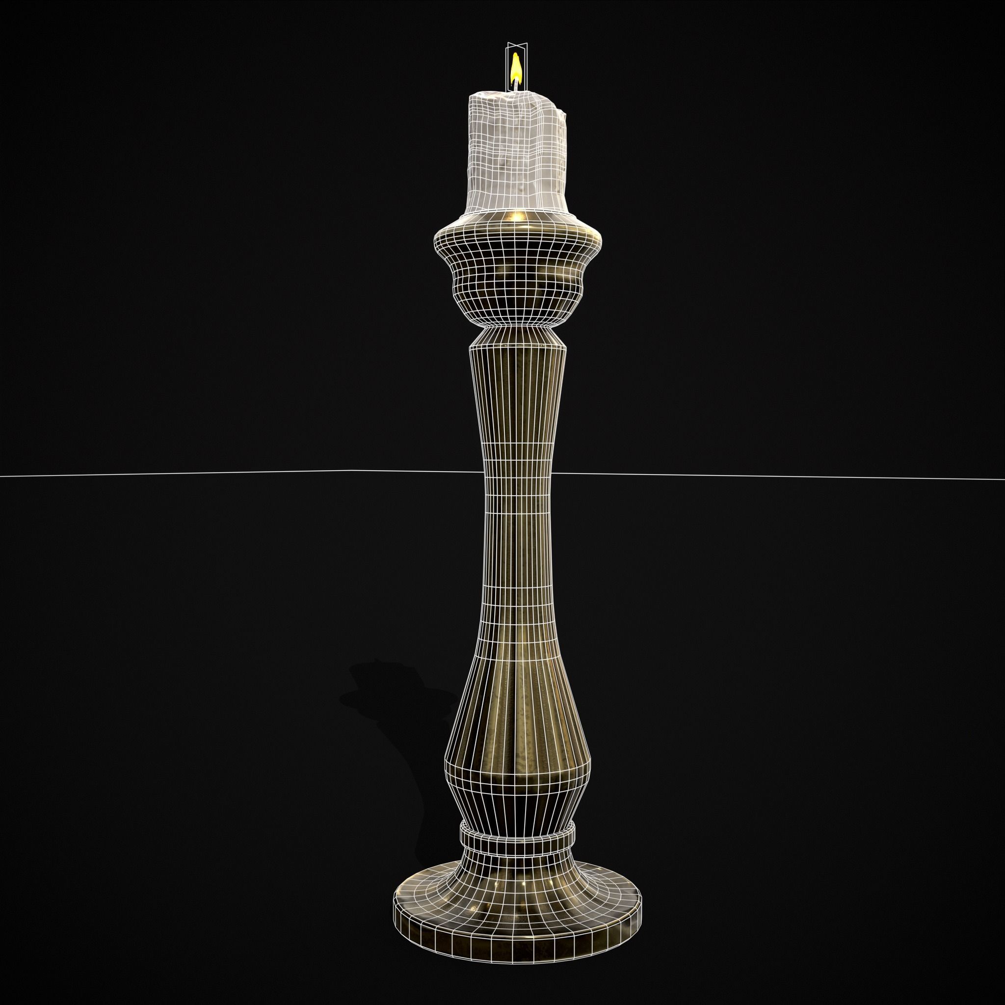 Tall Brass Chamberstick Low-poly 3D model_24