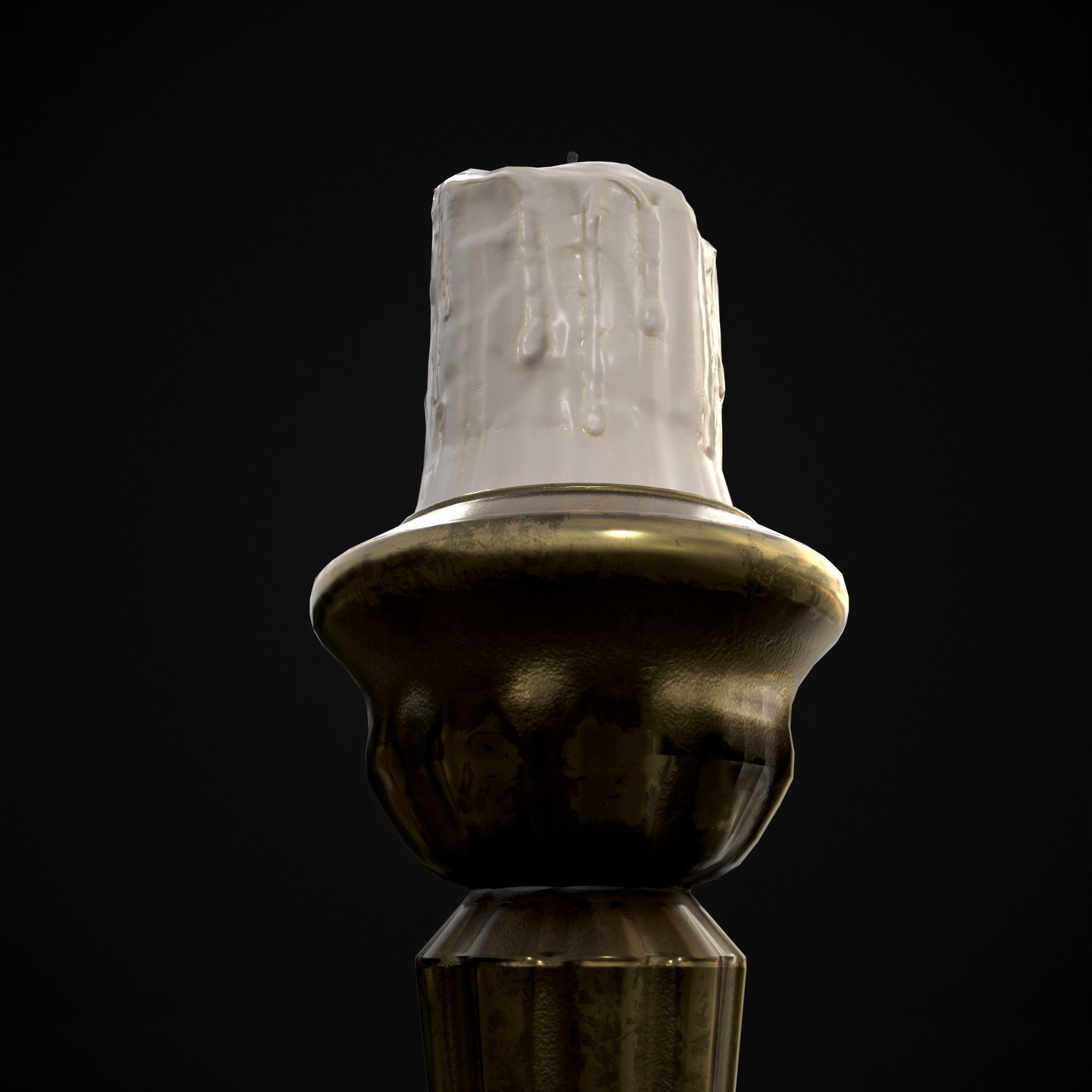 Tall Brass Chamberstick Low-poly 3D model_21