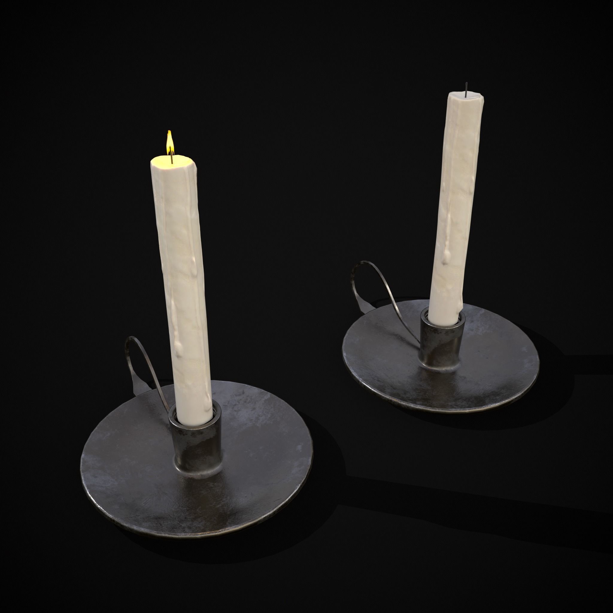 Tall Iron Chamberstick Low-poly 3D model_23