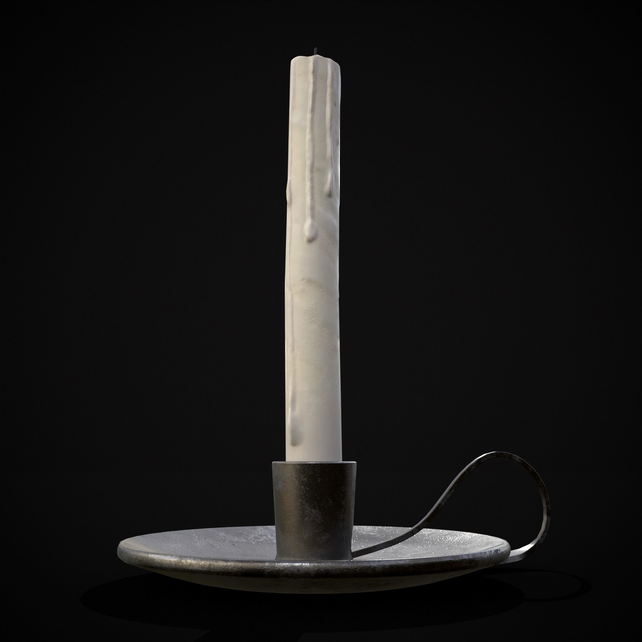 Tall Iron Chamberstick Low-poly 3D model_17