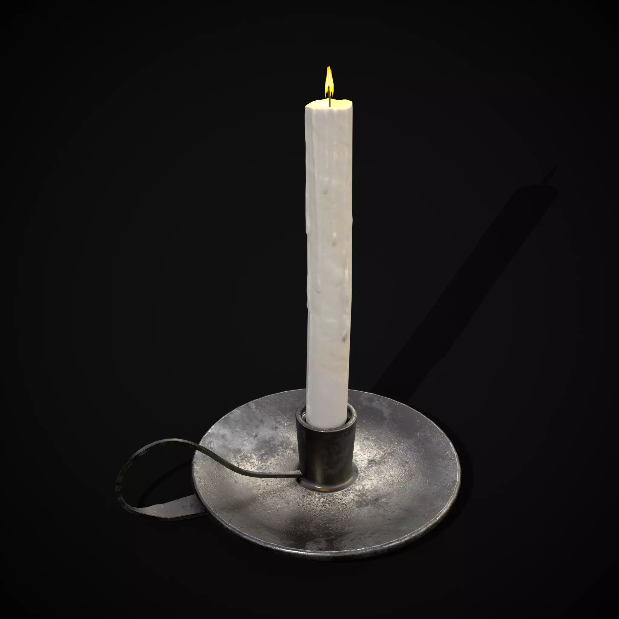 Tall Iron Chamberstick Low-poly 3D model_0