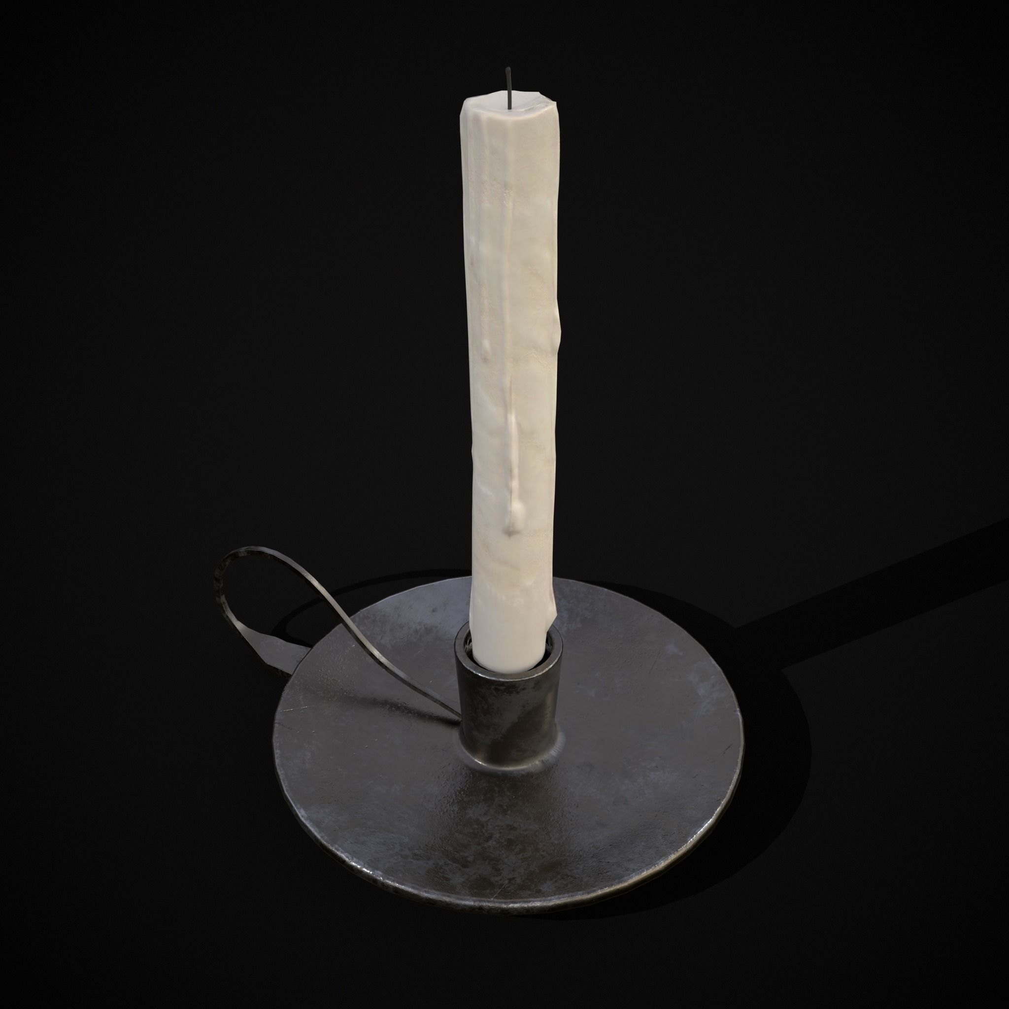 Tall Iron Chamberstick Low-poly 3D model_13