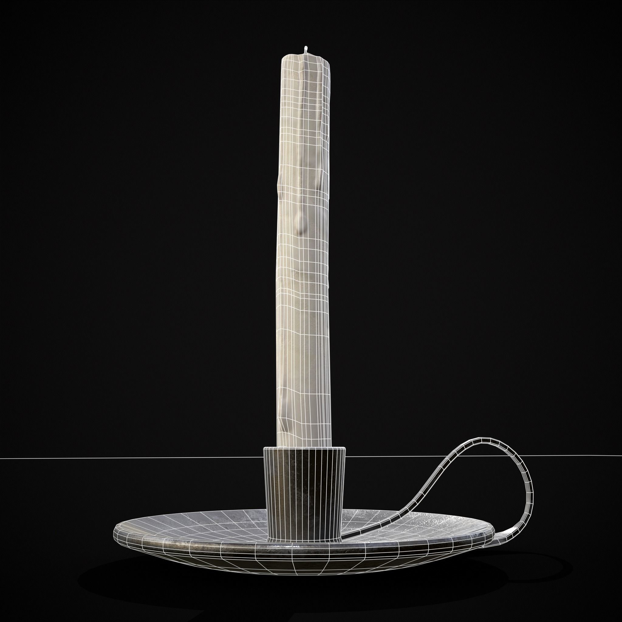 Tall Iron Chamberstick Low-poly 3D model_18