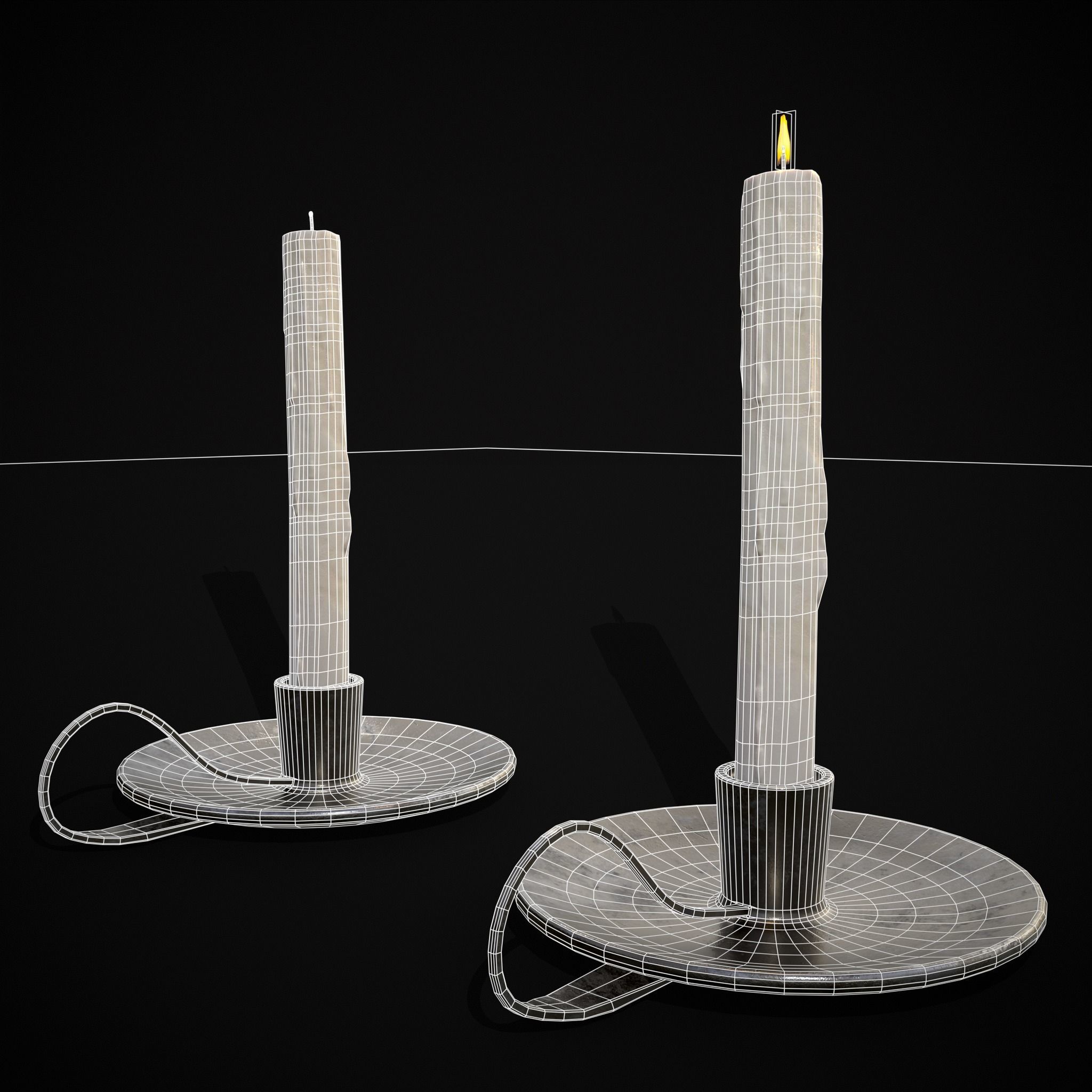 Tall Iron Chamberstick Low-poly 3D model_26